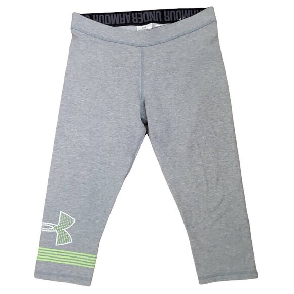 🏆139 Under Armour Graphic Capri Gray Leggings - Picture 4 of 11